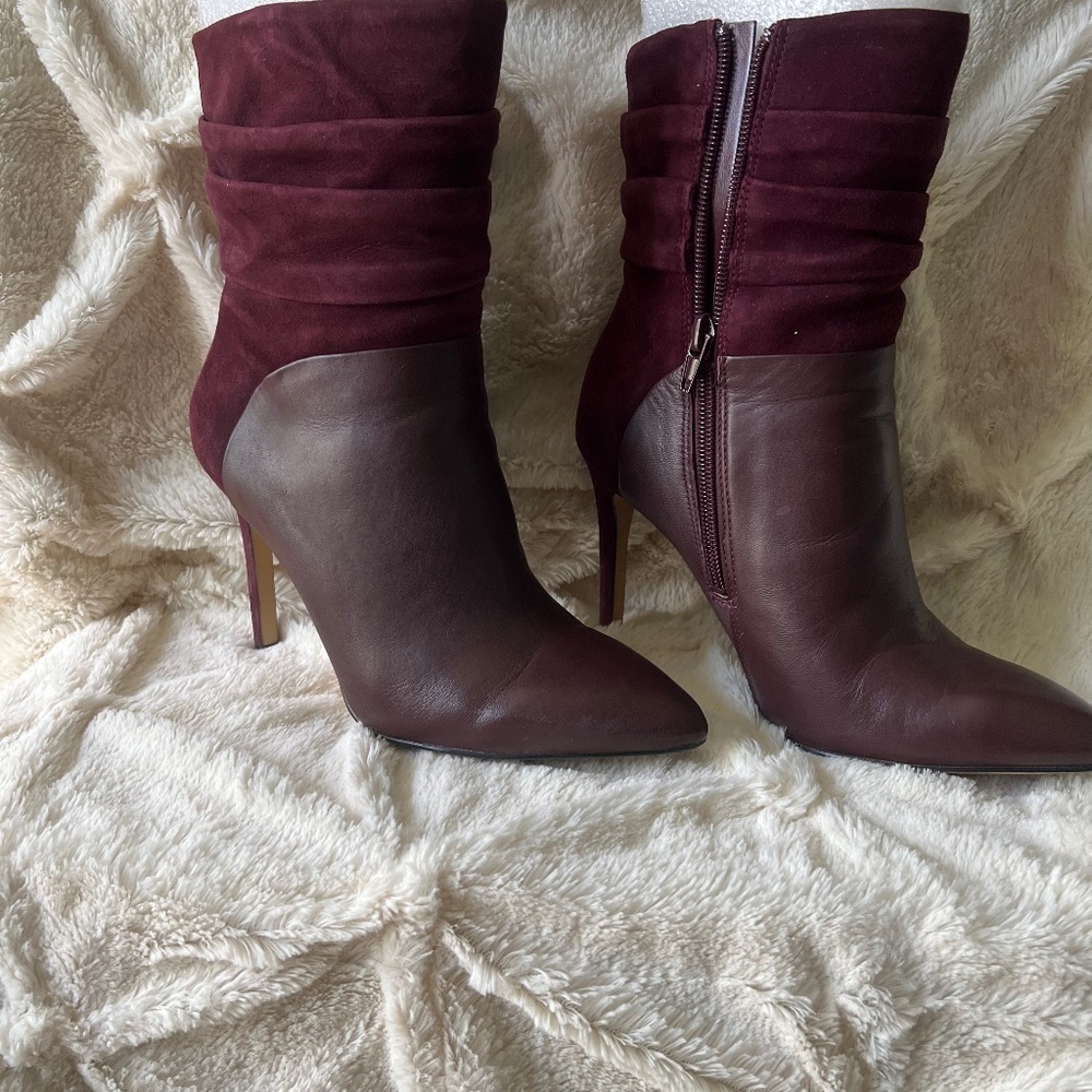 Guess Oxford Red Leather and Suede Boots